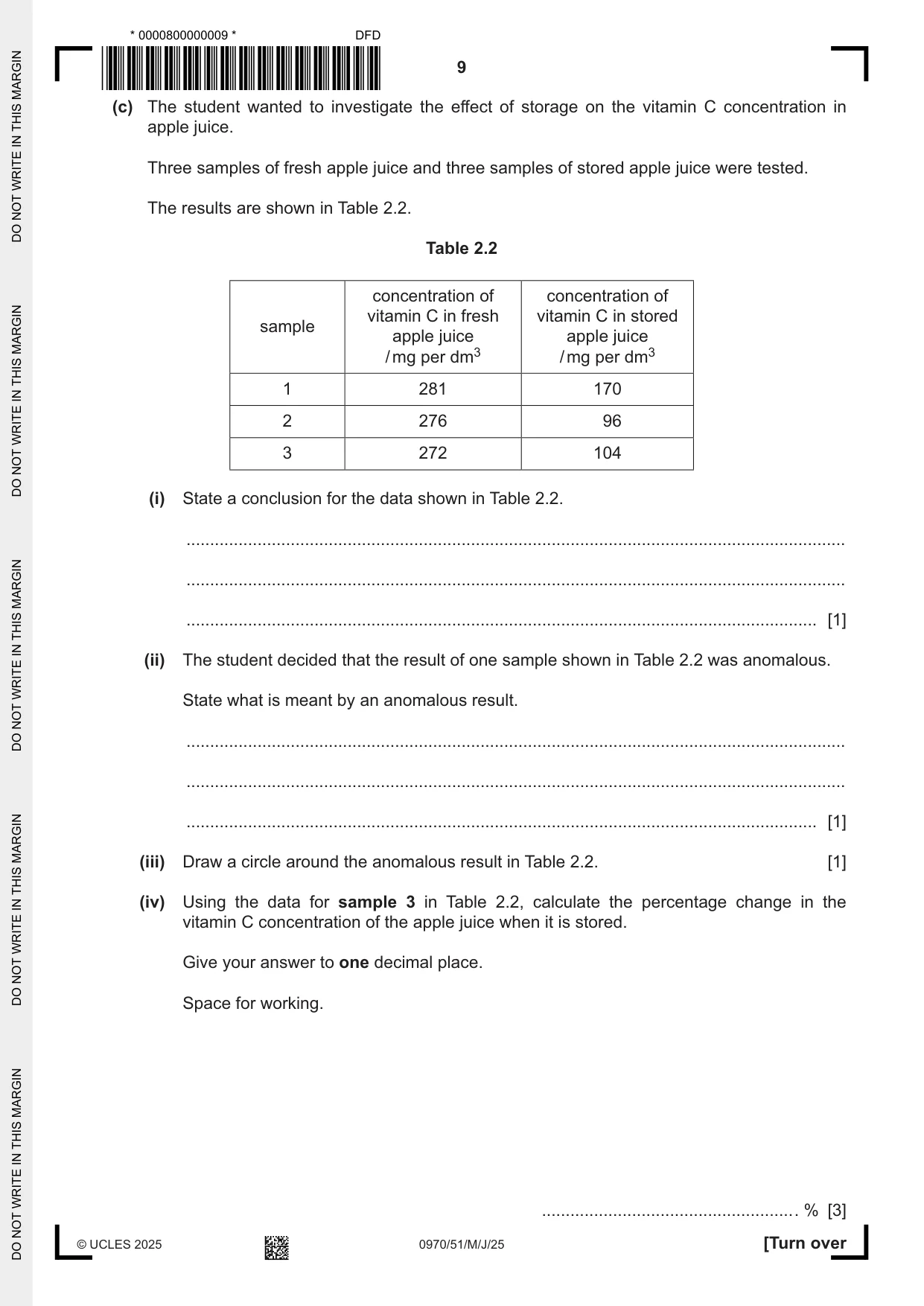 Cambridge IGCSE Biology (9-1) 0970 2025 May/June Paper 5 · Variant 1 question paper, page 9 of 12
