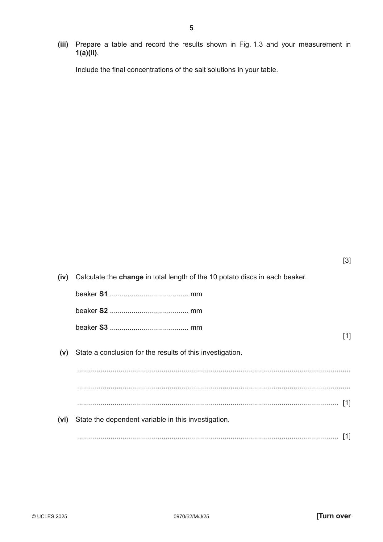 Cambridge IGCSE Biology (9-1) 0970 2025 May/June Paper 6 · Variant 2 question paper, page 5 of 16
