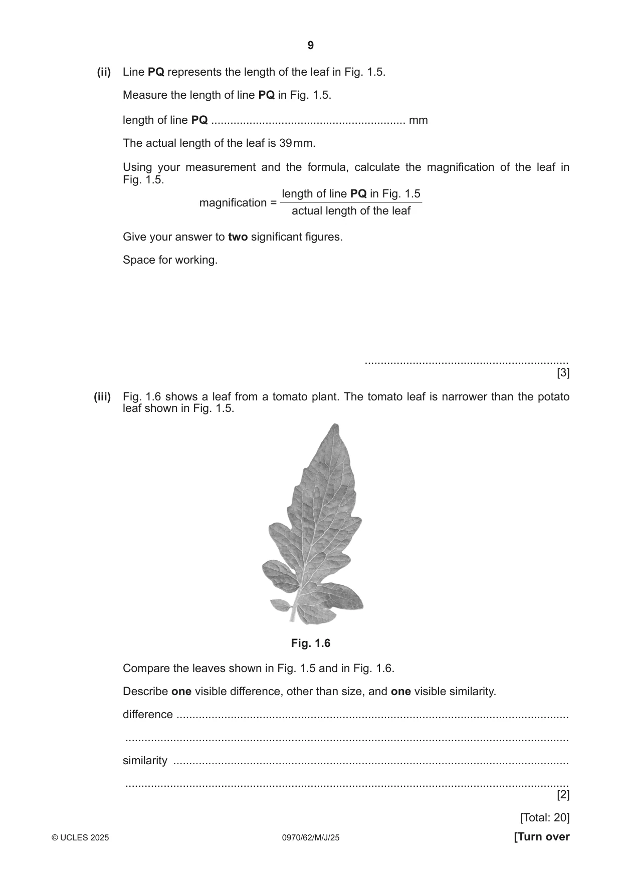 Cambridge IGCSE Biology (9-1) 0970 2025 May/June Paper 6 · Variant 2 question paper, page 9 of 16