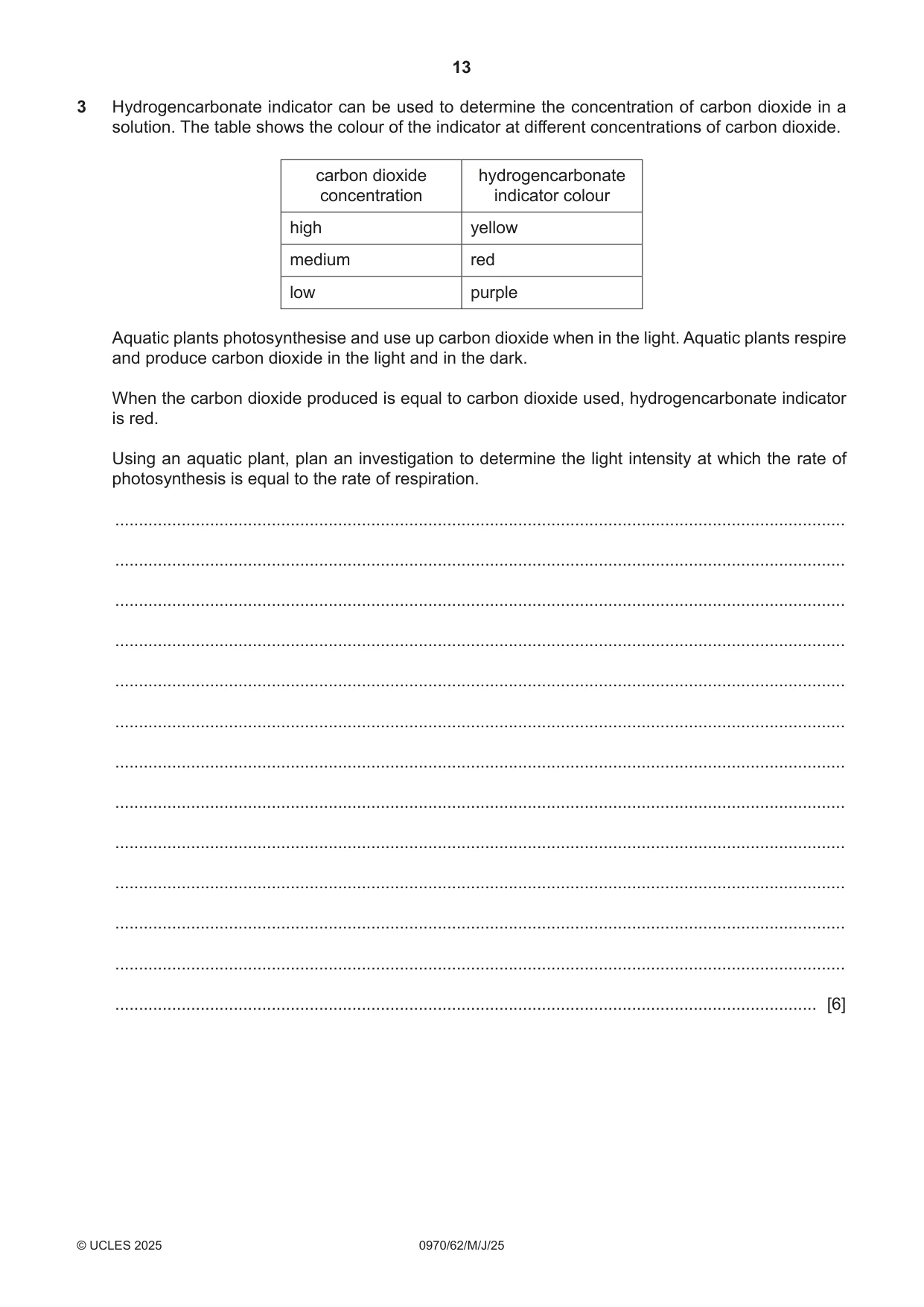 Cambridge IGCSE Biology (9-1) 0970 2025 May/June Paper 6 · Variant 2 question paper, page 13 of 16