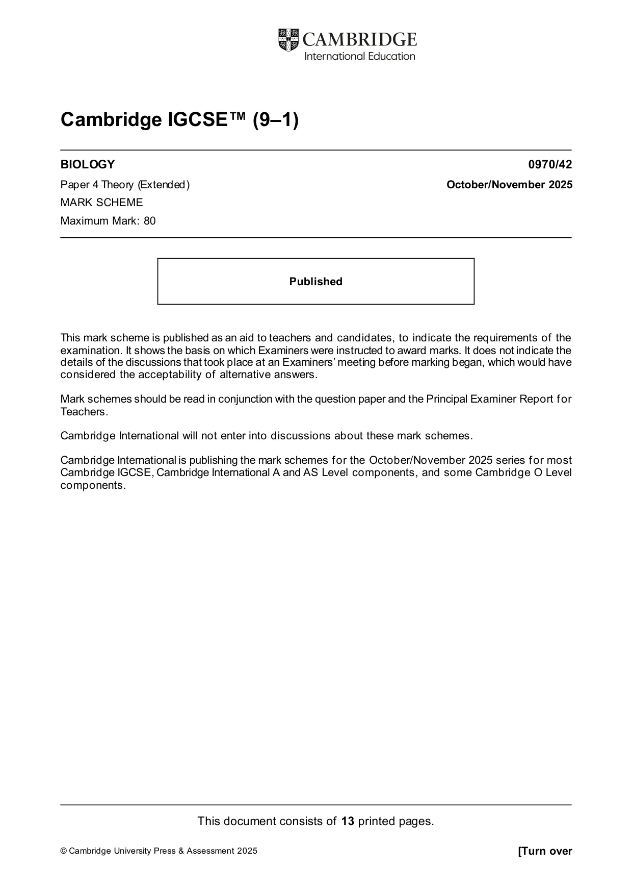 Mark scheme, page 1 of 13