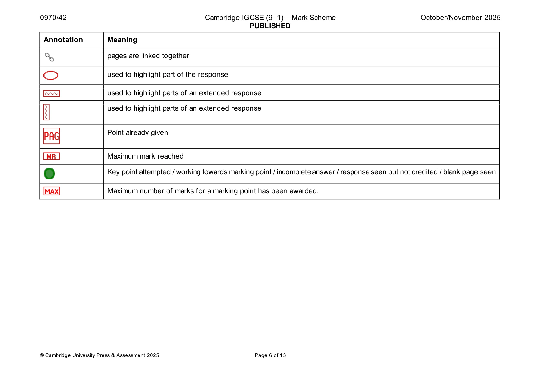 Mark scheme, page 6 of 13