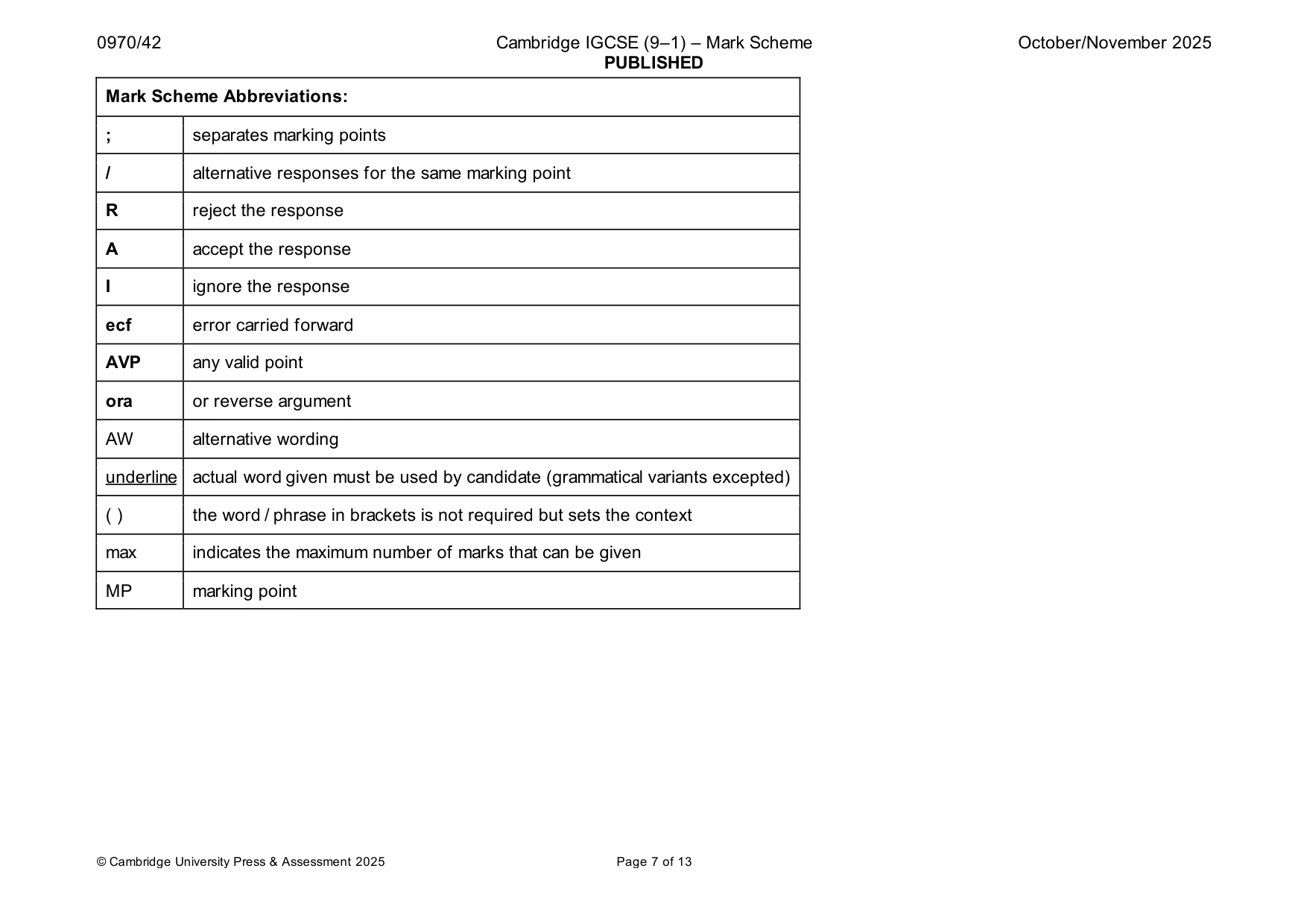 Mark scheme, page 7 of 13