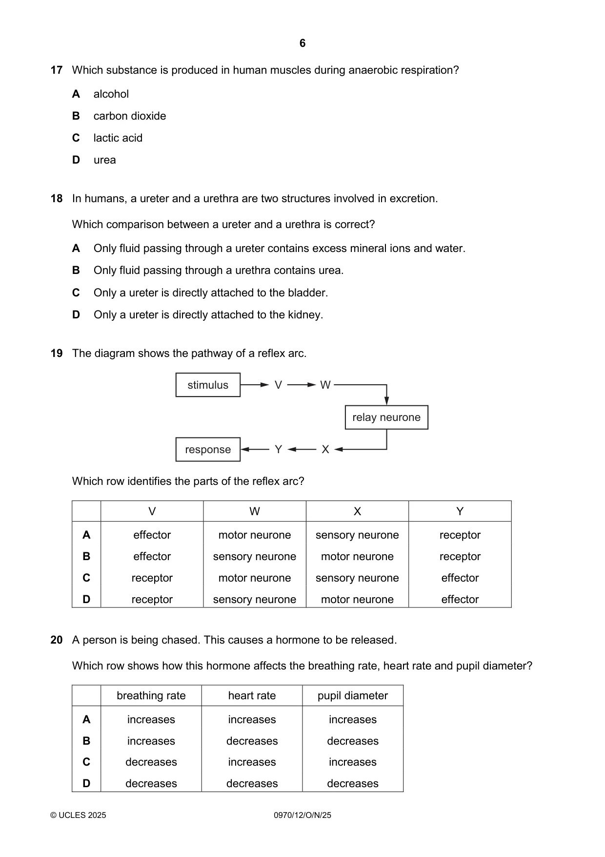 Cambridge IGCSE Biology (9-1) 0970 2025 Oct/Nov Paper 1 · Variant 2 question paper, page 6 of 16