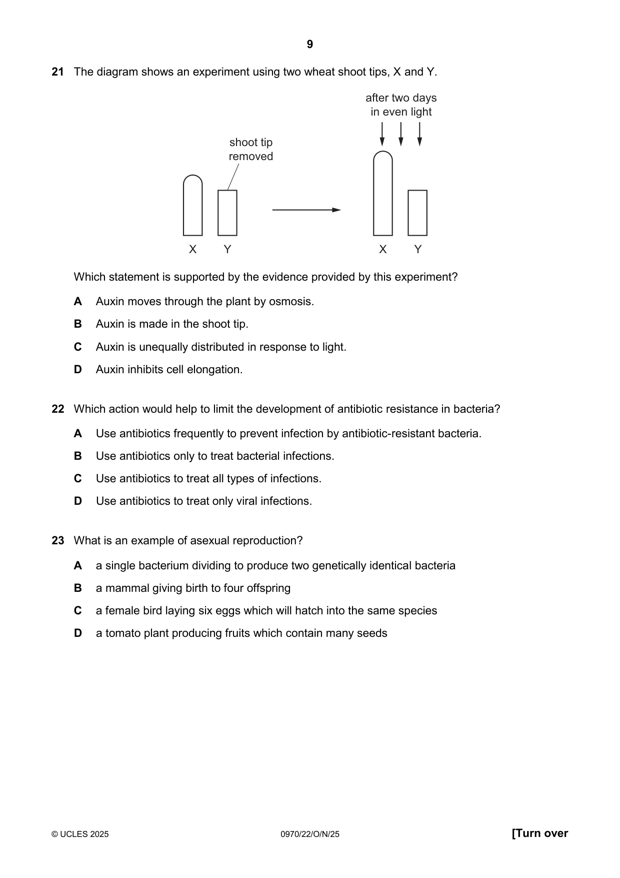 Cambridge IGCSE Biology (9-1) 0970 2025 Oct/Nov Paper 2 · Variant 2 question paper, page 9 of 16