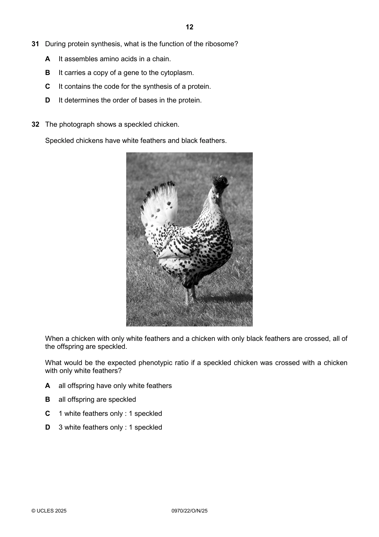 Cambridge IGCSE Biology (9-1) 0970 2025 Oct/Nov Paper 2 · Variant 2 question paper, page 12 of 16