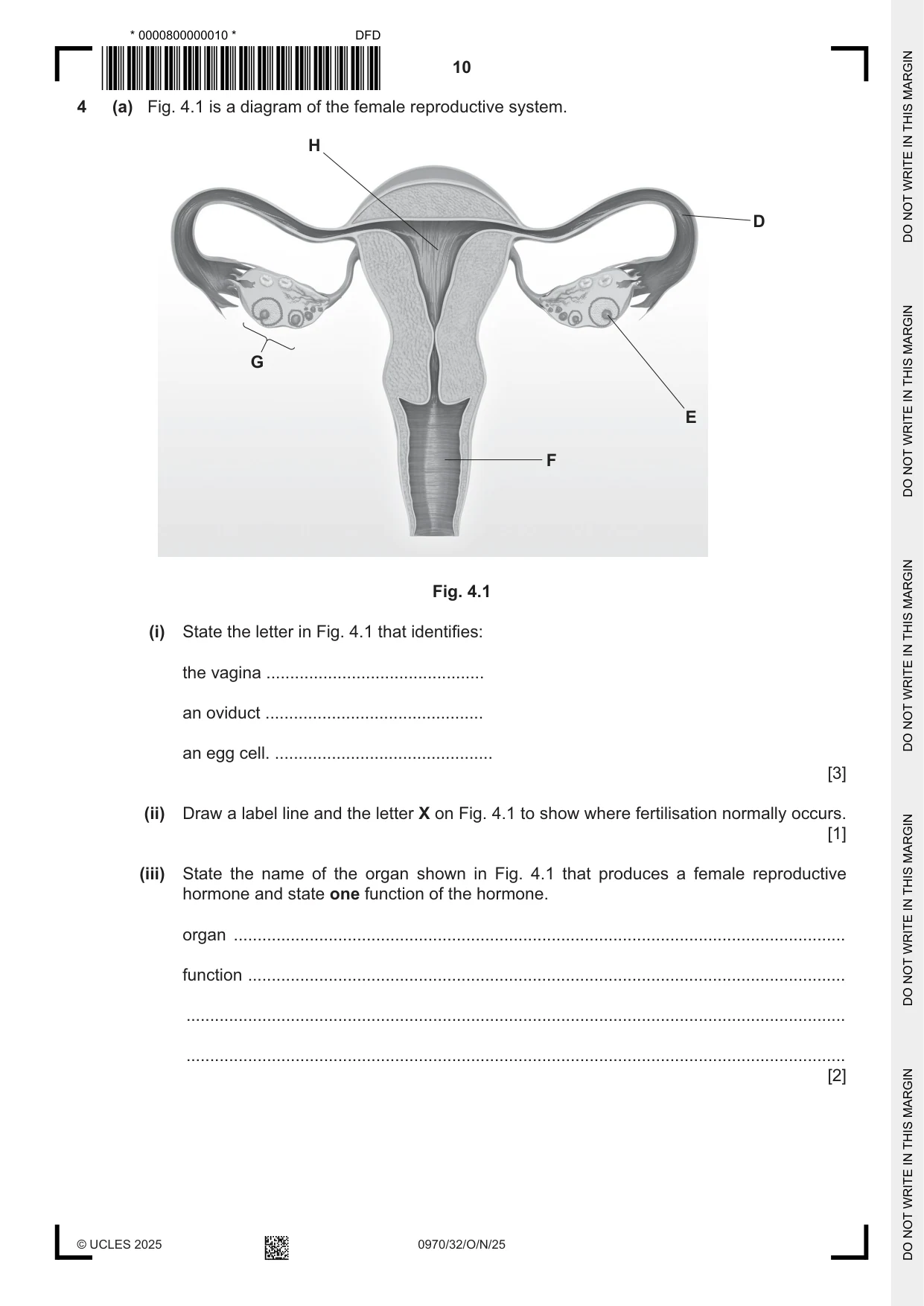 Cambridge IGCSE Biology (9-1) 0970 2025 Oct/Nov Paper 3 · Variant 2 question paper, page 10 of 20