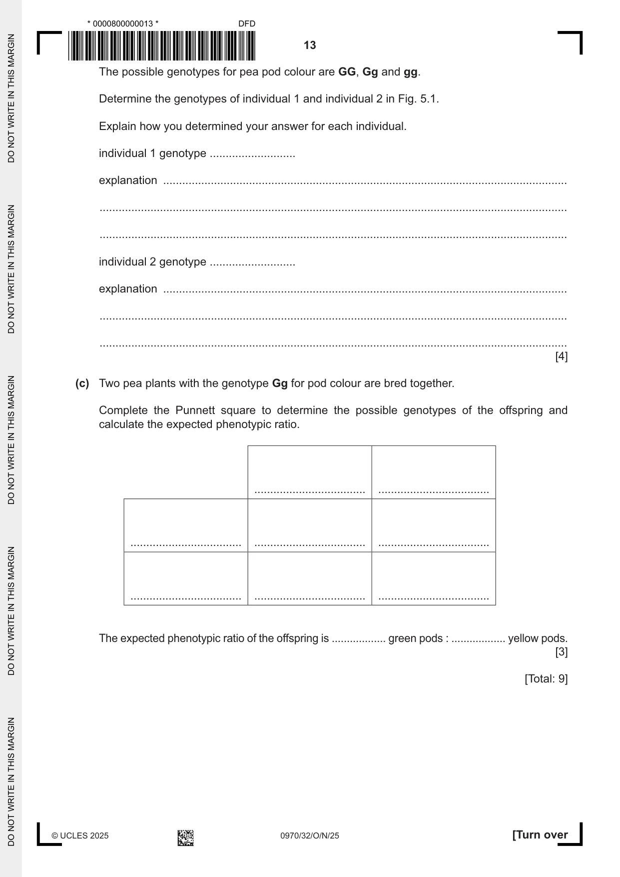 Cambridge IGCSE Biology (9-1) 0970 2025 Oct/Nov Paper 3 · Variant 2 question paper, page 13 of 20