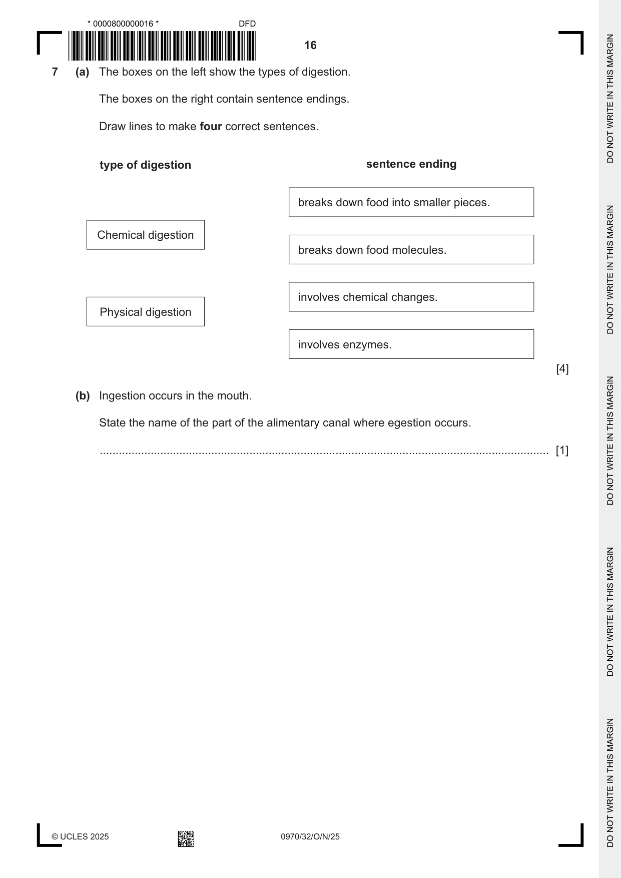 Cambridge IGCSE Biology (9-1) 0970 2025 Oct/Nov Paper 3 · Variant 2 question paper, page 16 of 20