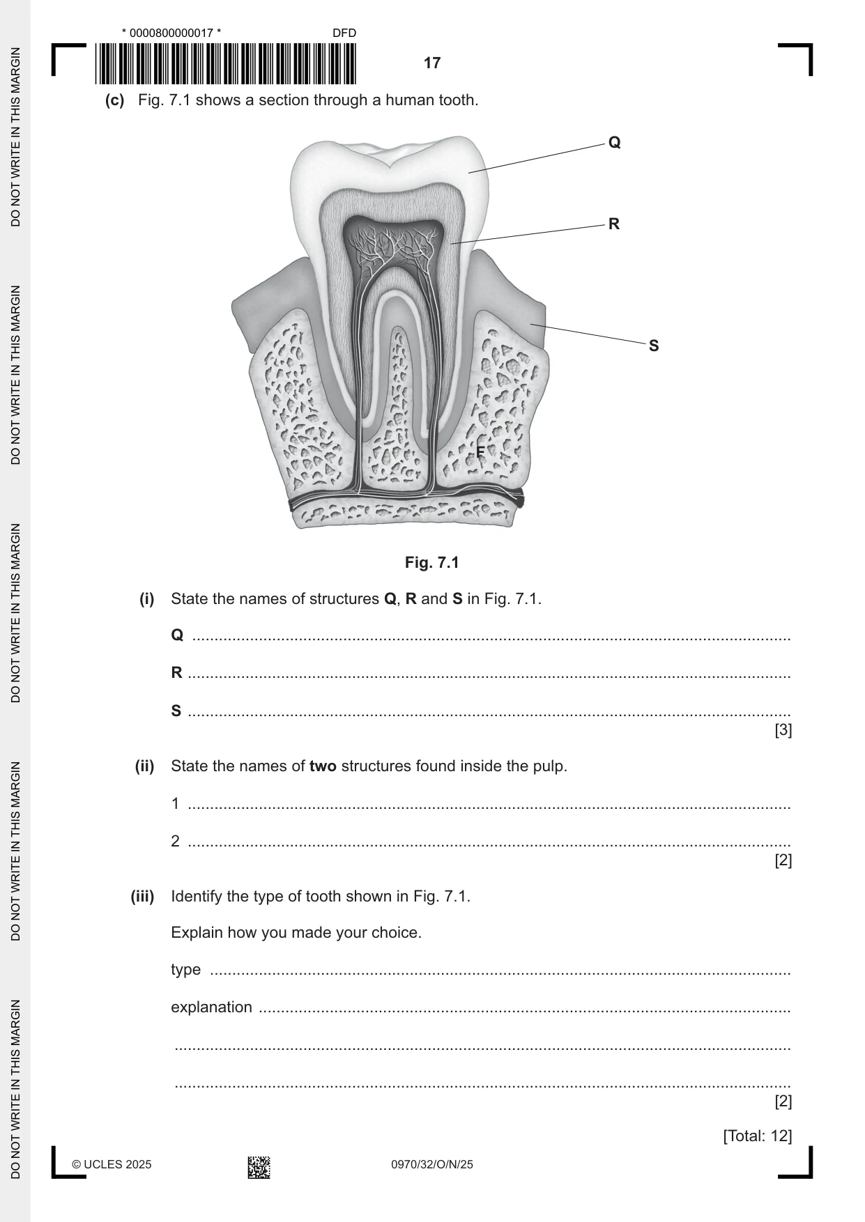 Cambridge IGCSE Biology (9-1) 0970 2025 Oct/Nov Paper 3 · Variant 2 question paper, page 17 of 20