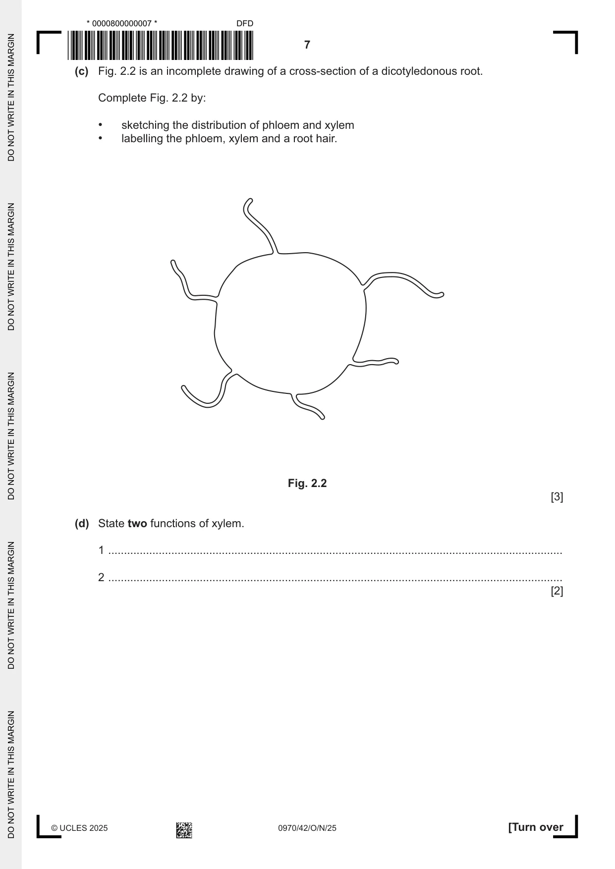 Cambridge IGCSE Biology (9-1) 0970 2025 Oct/Nov Paper 4 · Variant 2 question paper, page 7 of 20
