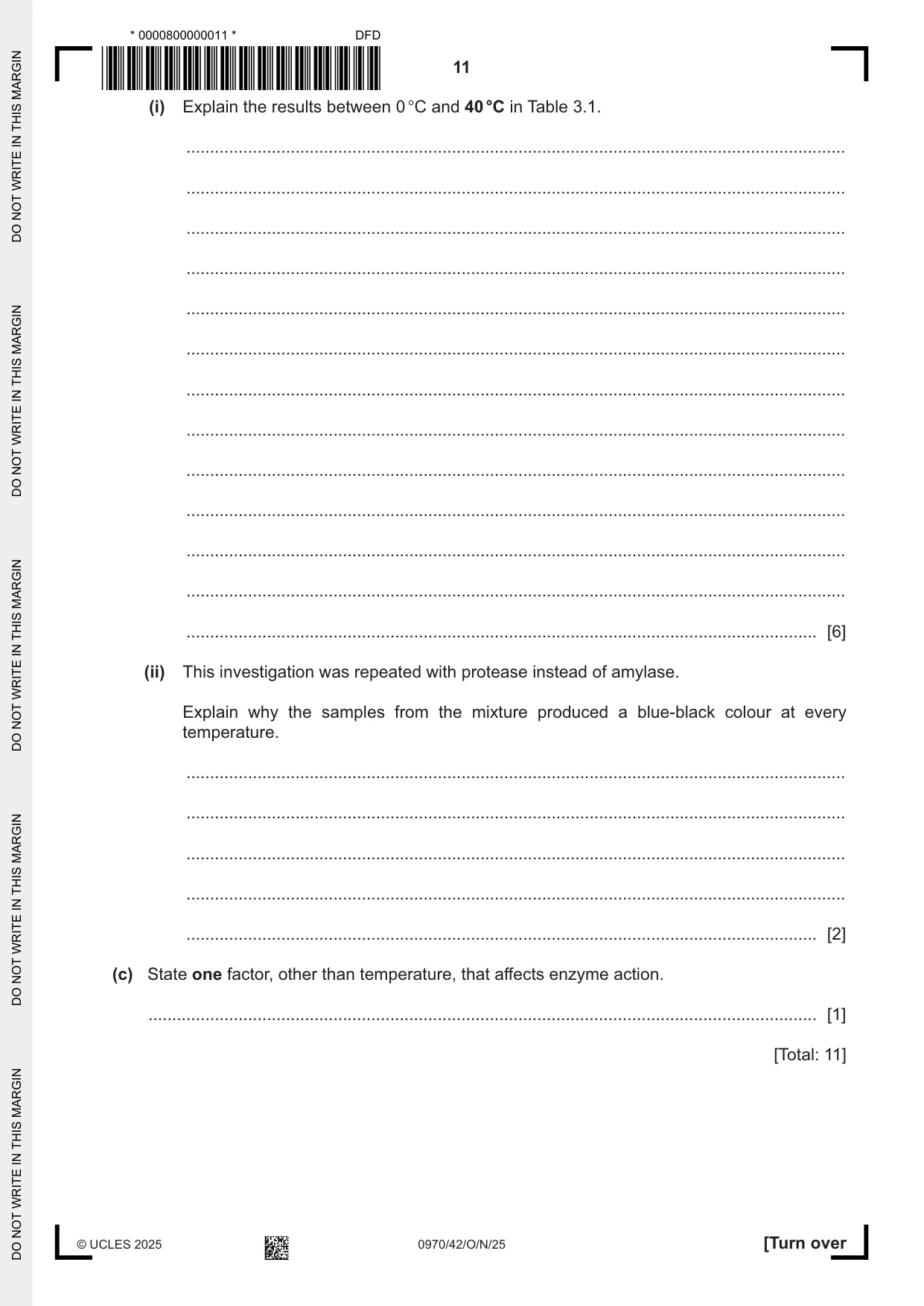 Cambridge IGCSE Biology (9-1) 0970 2025 Oct/Nov Paper 4 · Variant 2 question paper, page 11 of 20