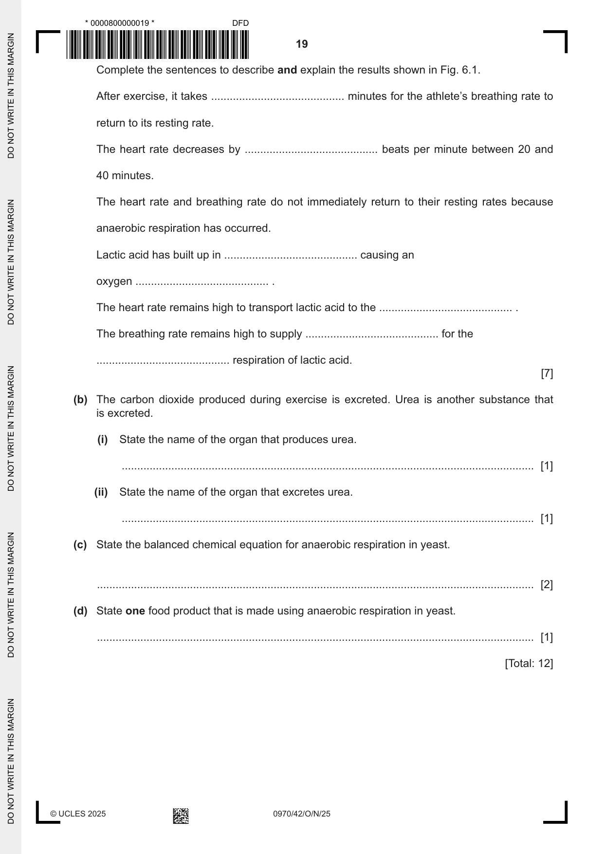 Cambridge IGCSE Biology (9-1) 0970 2025 Oct/Nov Paper 4 · Variant 2 question paper, page 19 of 20