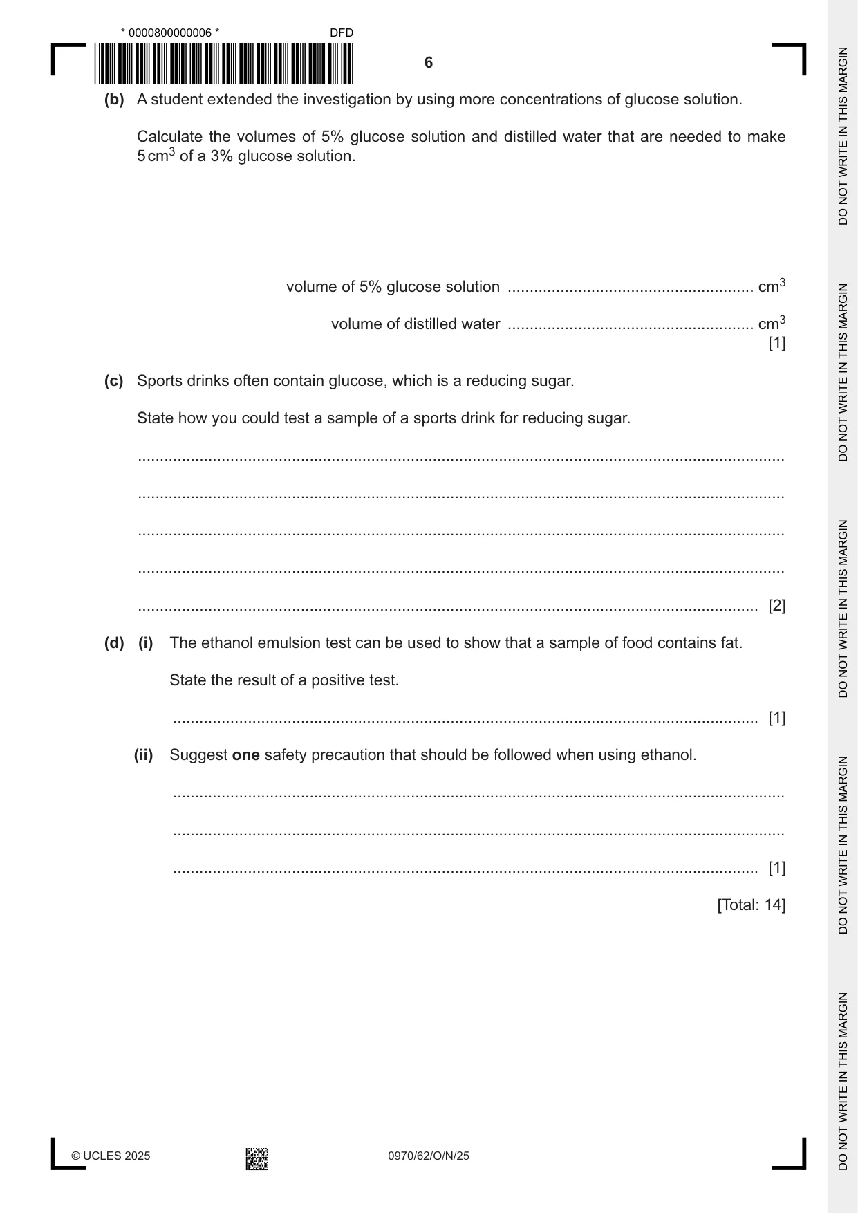 Cambridge IGCSE Biology (9-1) 0970 2025 Oct/Nov Paper 6 · Variant 2 question paper, page 6 of 16