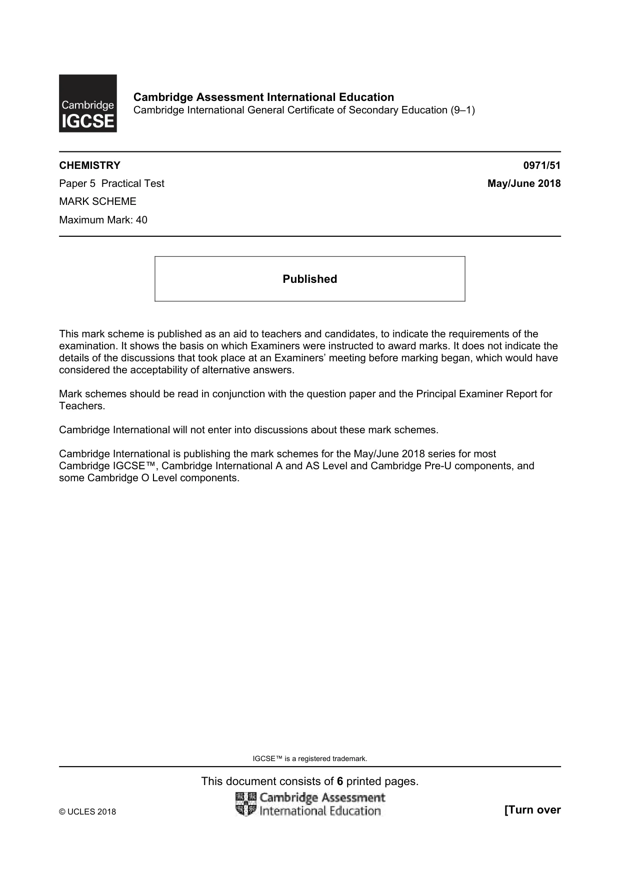 Mark scheme, page 1 of 6