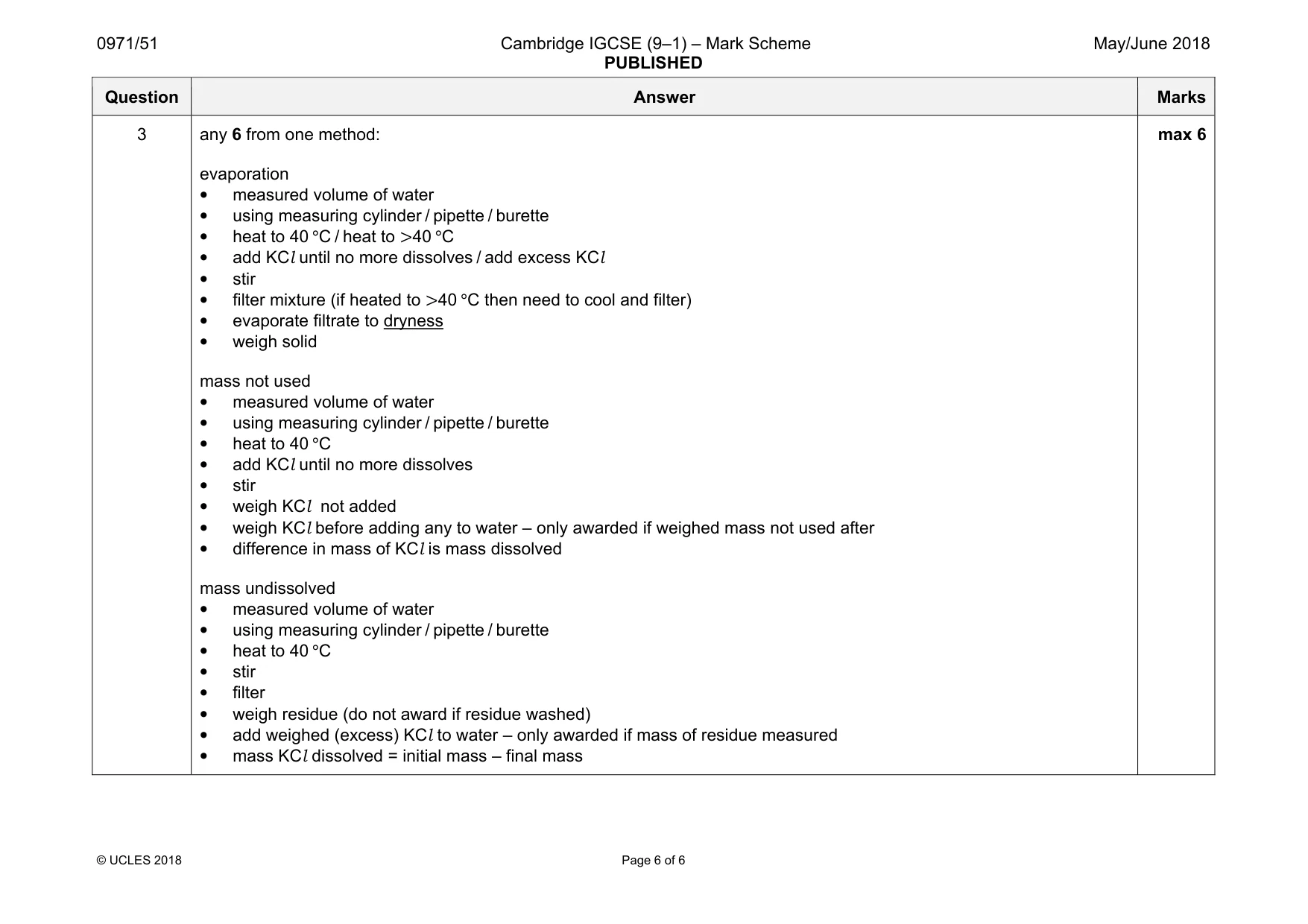 Mark scheme, page 6 of 6