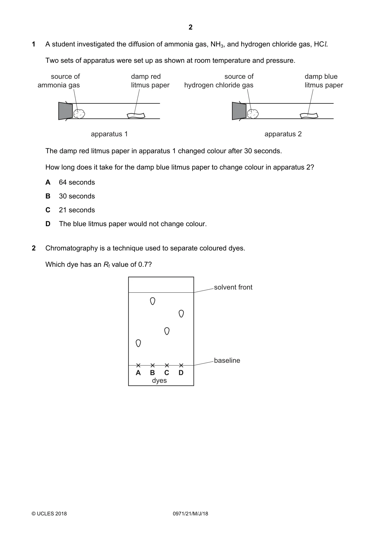 Cambridge IGCSE Chemistry (9-1) 0971 2018 May/June Paper 2 · Variant 1 question paper, page 2 of 16