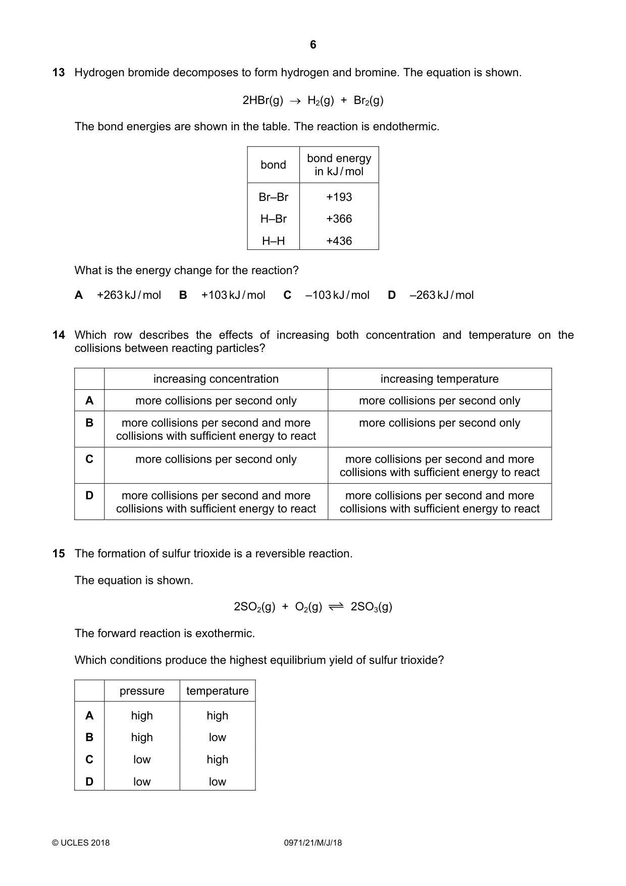 Cambridge IGCSE Chemistry (9-1) 0971 2018 May/June Paper 2 · Variant 1 question paper, page 6 of 16