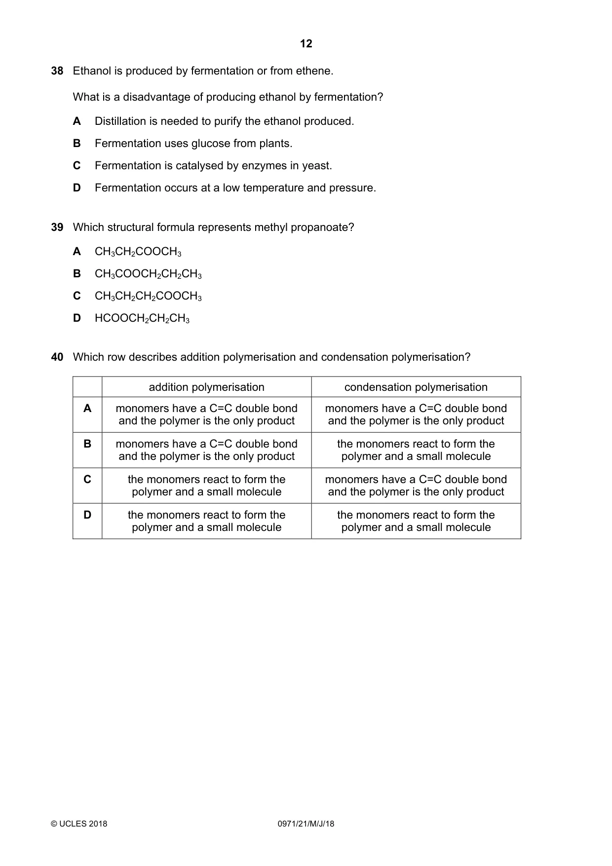 Cambridge IGCSE Chemistry (9-1) 0971 2018 May/June Paper 2 · Variant 1 question paper, page 12 of 16