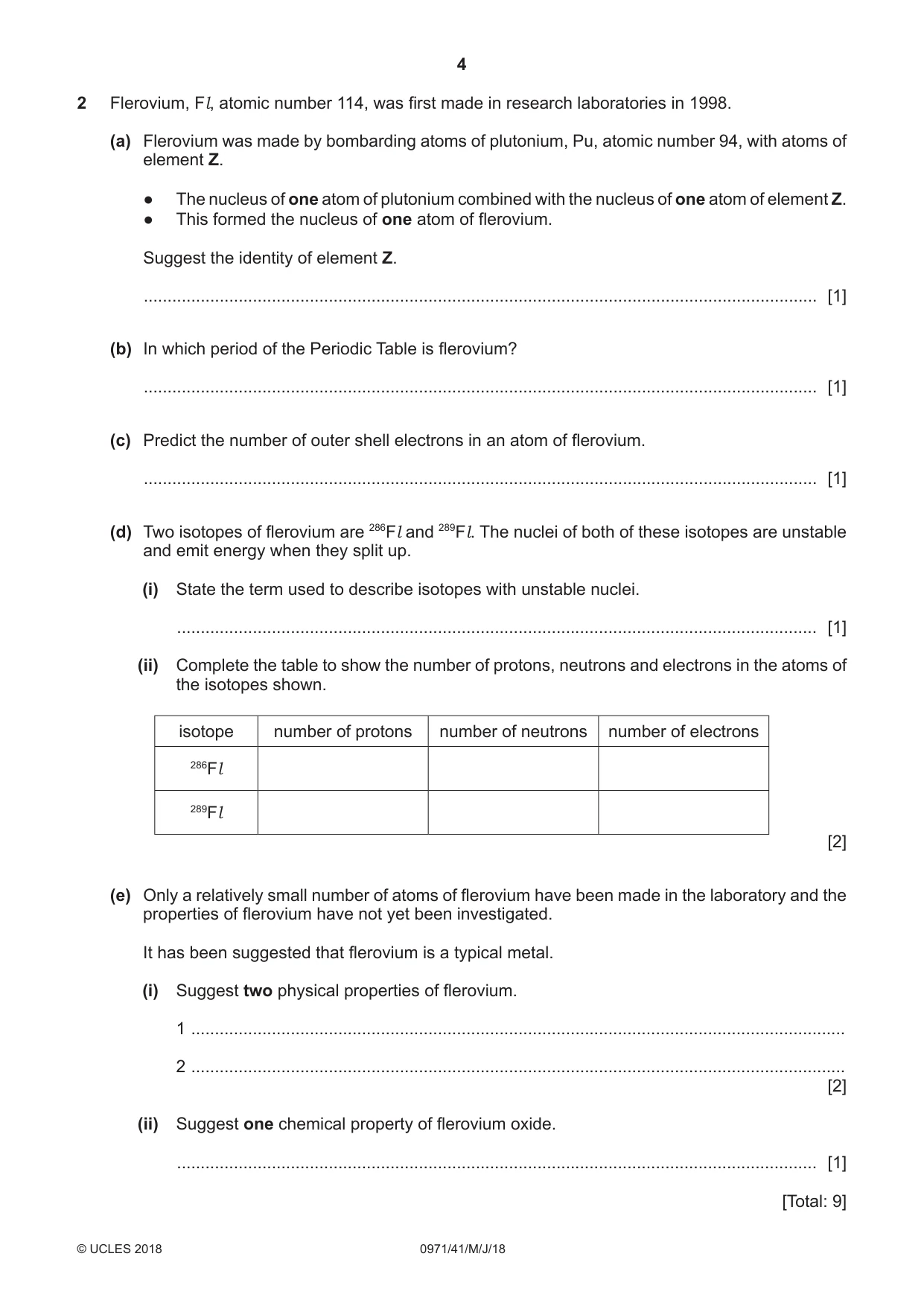Cambridge IGCSE Chemistry (9-1) 0971 2018 May/June Paper 4 · Variant 1 question paper, page 4 of 12