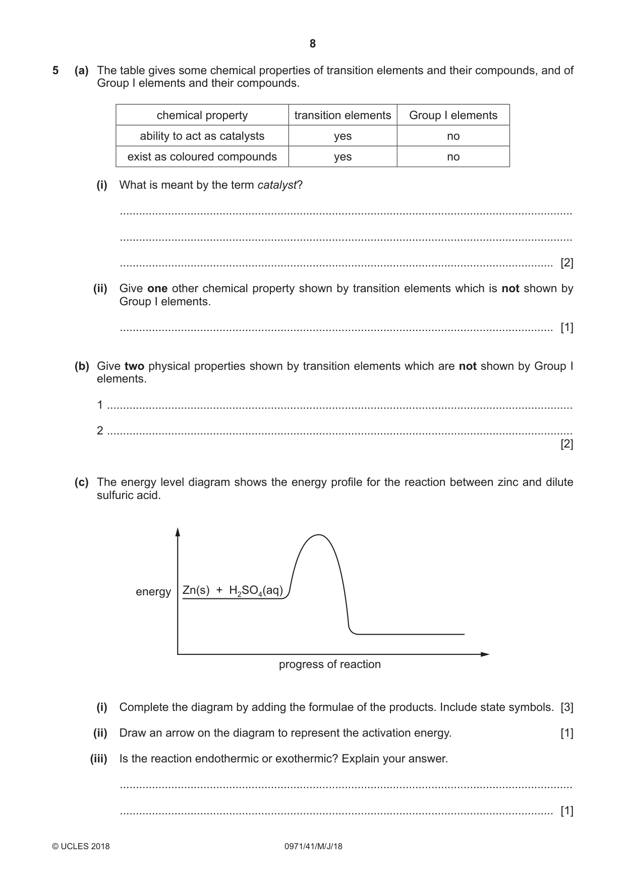 Cambridge IGCSE Chemistry (9-1) 0971 2018 May/June Paper 4 · Variant 1 question paper, page 8 of 12
