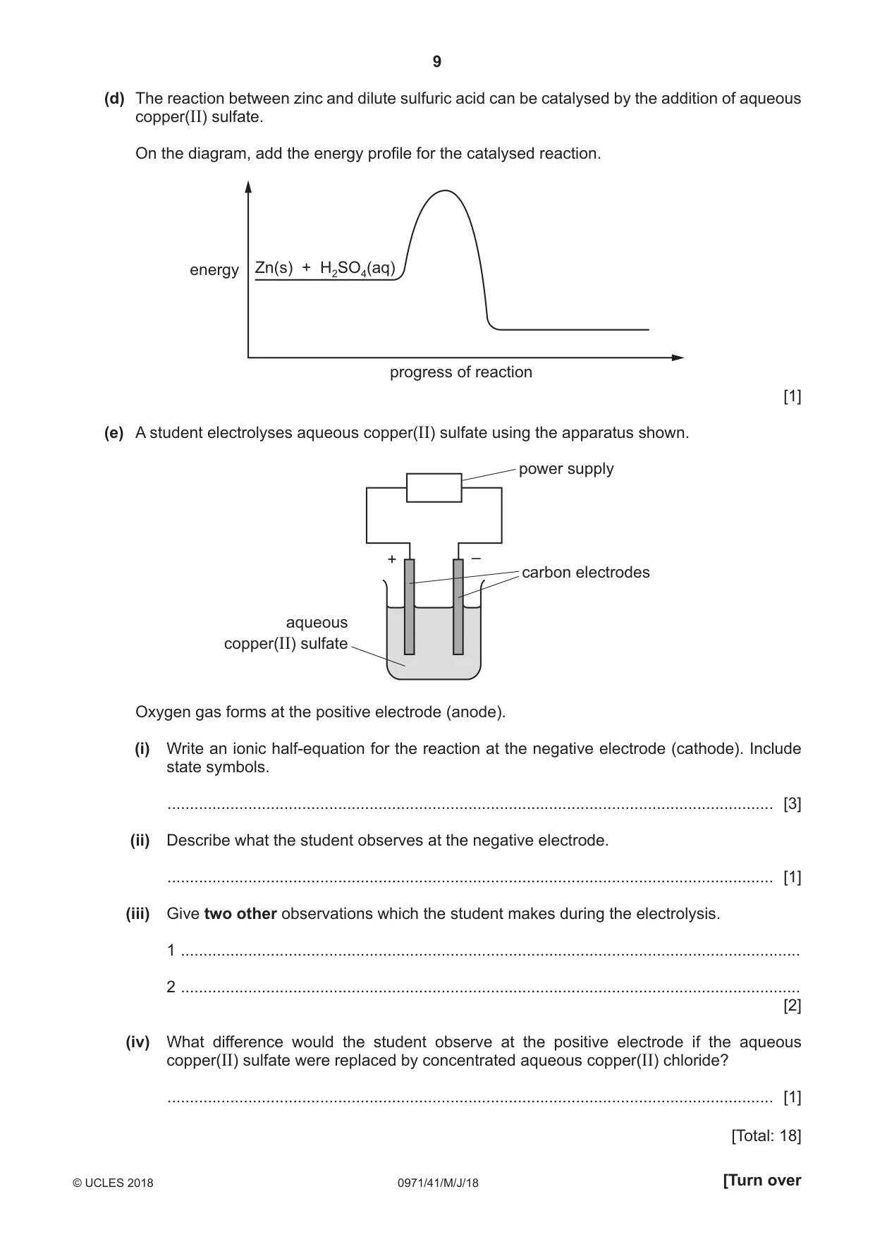 Cambridge IGCSE Chemistry (9-1) 0971 2018 May/June Paper 4 · Variant 1 question paper, page 9 of 12