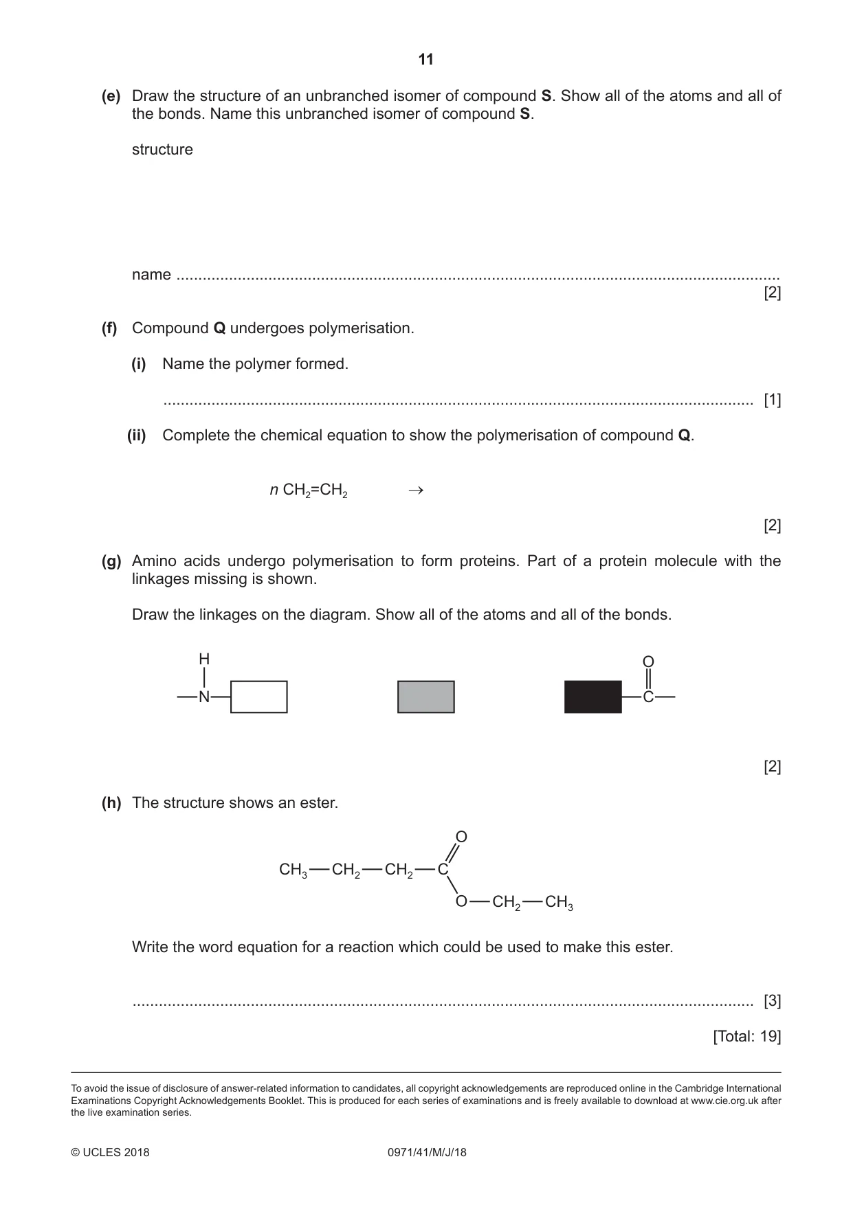 Cambridge IGCSE Chemistry (9-1) 0971 2018 May/June Paper 4 · Variant 1 question paper, page 11 of 12