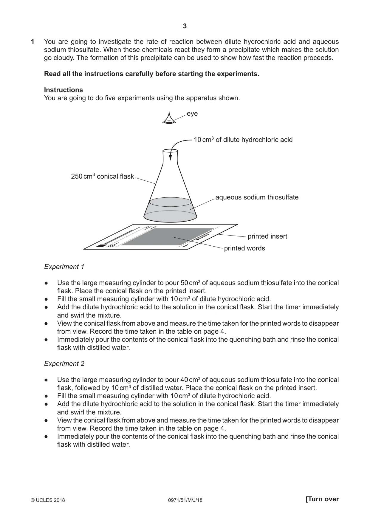 Cambridge IGCSE Chemistry (9-1) 0971 2018 May/June Paper 5 · Variant 1 question paper, page 3 of 12