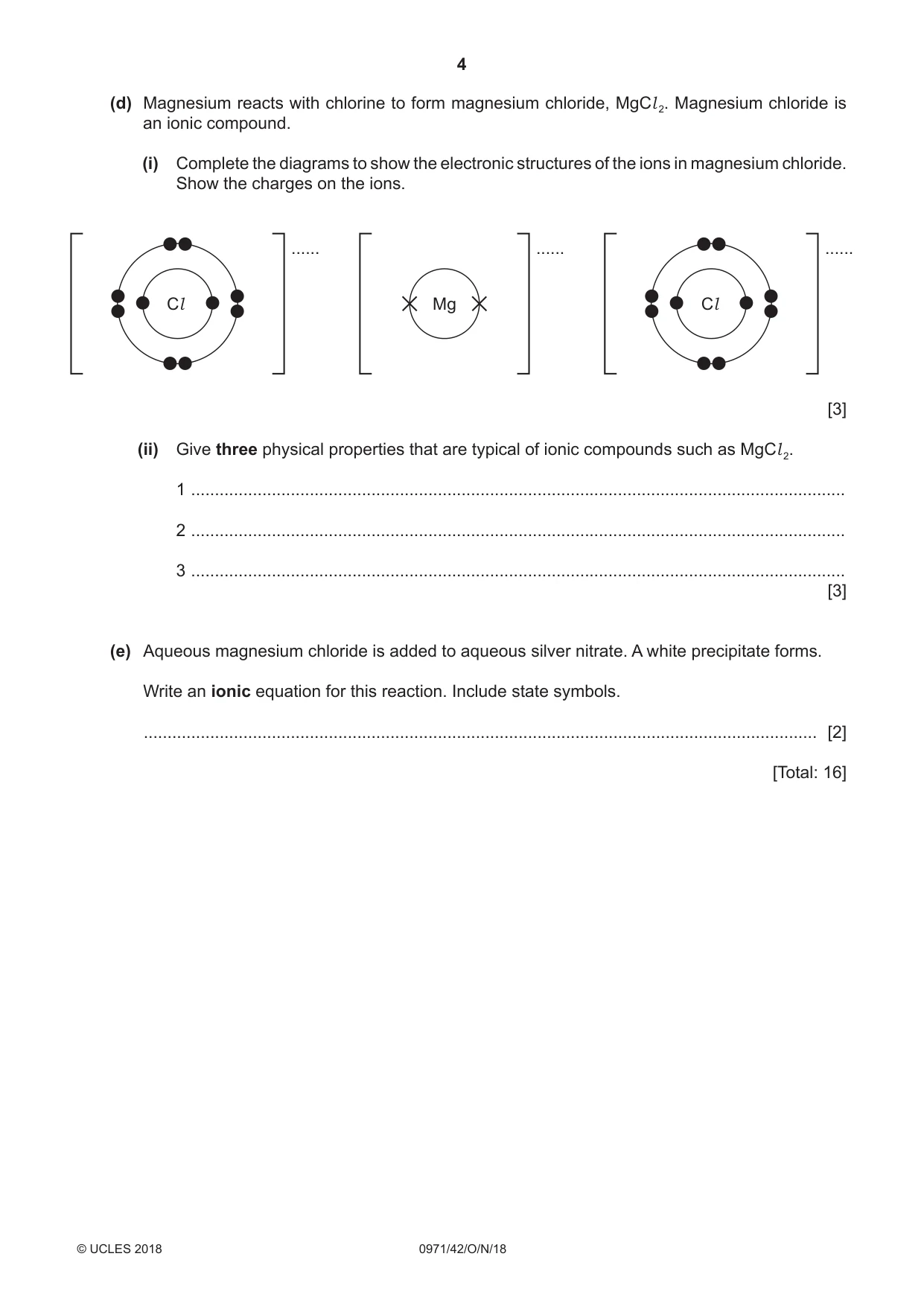 Cambridge IGCSE Chemistry (9-1) 0971 2018 Oct/Nov Paper 4 · Variant 2 question paper, page 4 of 16