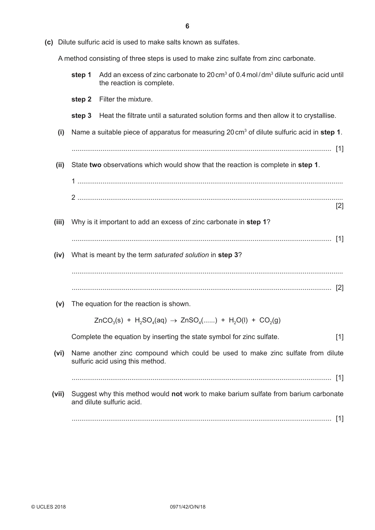 Cambridge IGCSE Chemistry (9-1) 0971 2018 Oct/Nov Paper 4 · Variant 2 question paper, page 6 of 16