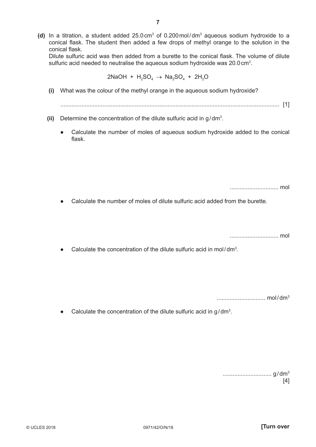 Cambridge IGCSE Chemistry (9-1) 0971 2018 Oct/Nov Paper 4 · Variant 2 question paper, page 7 of 16