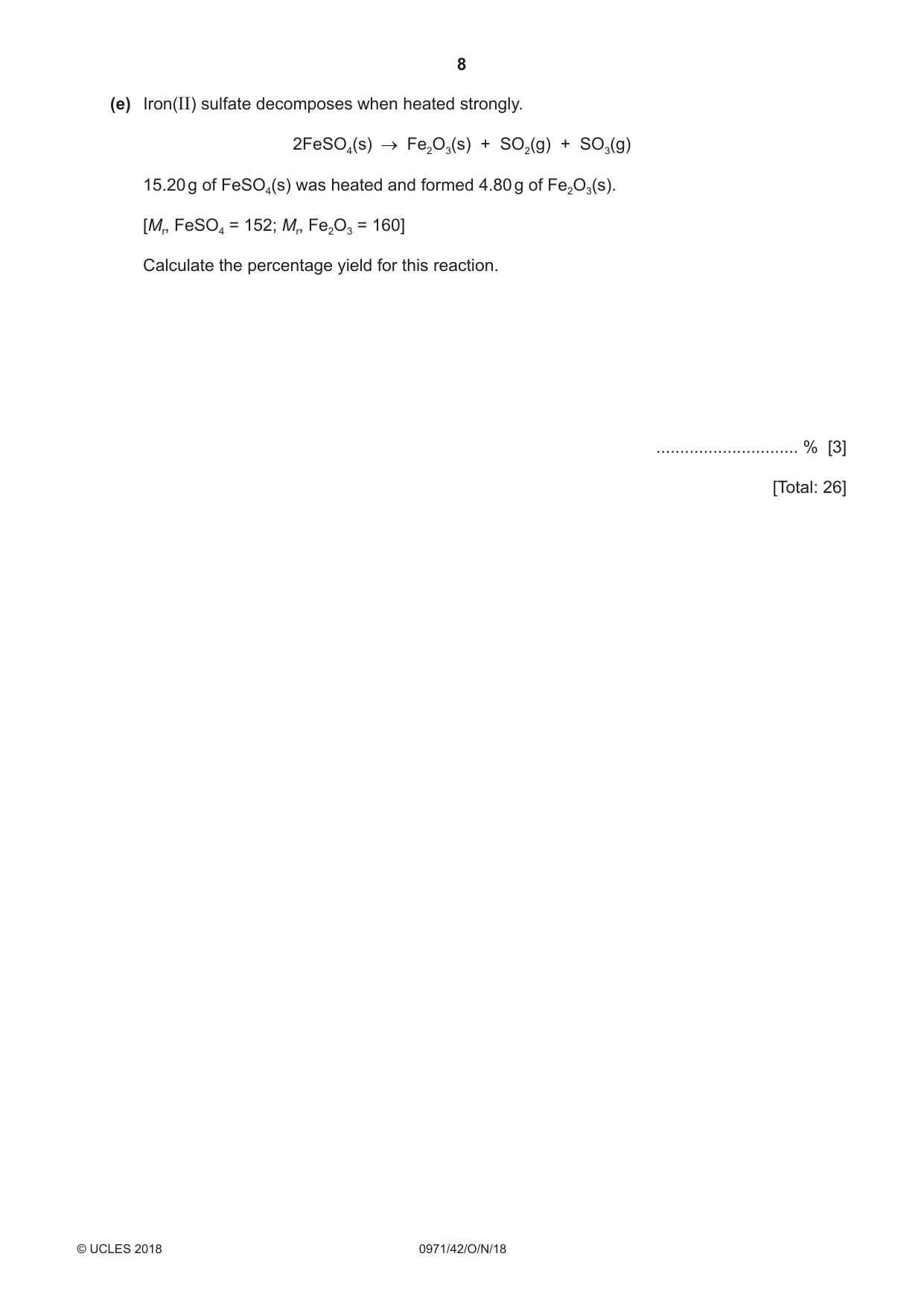 Cambridge IGCSE Chemistry (9-1) 0971 2018 Oct/Nov Paper 4 · Variant 2 question paper, page 8 of 16