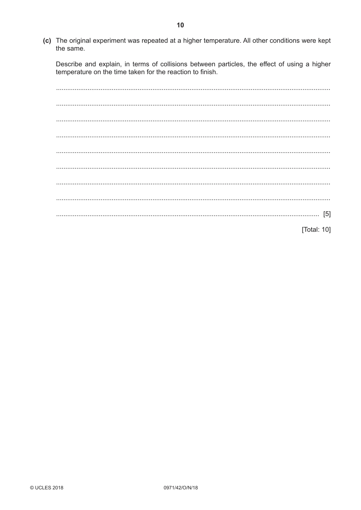Cambridge IGCSE Chemistry (9-1) 0971 2018 Oct/Nov Paper 4 · Variant 2 question paper, page 10 of 16