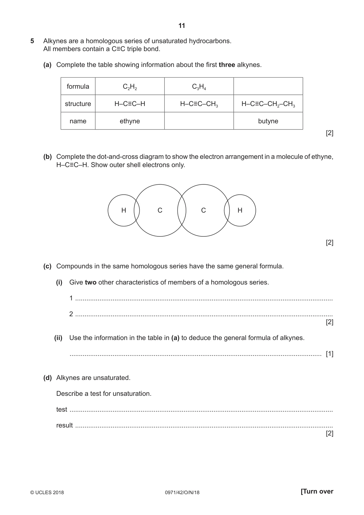 Cambridge IGCSE Chemistry (9-1) 0971 2018 Oct/Nov Paper 4 · Variant 2 question paper, page 11 of 16