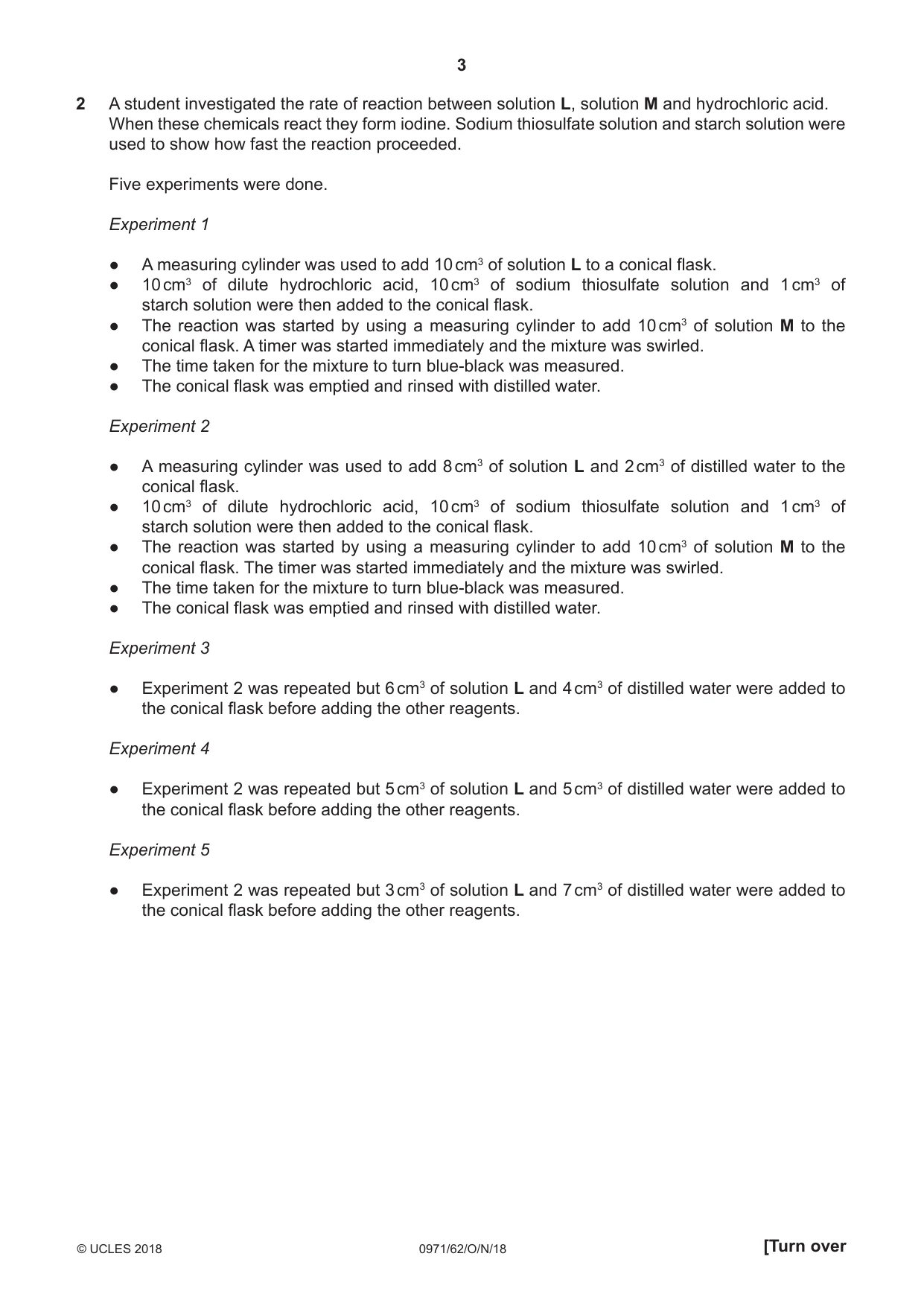 Cambridge IGCSE Chemistry (9-1) 0971 2018 Oct/Nov Paper 6 · Variant 2 question paper, page 3 of 12