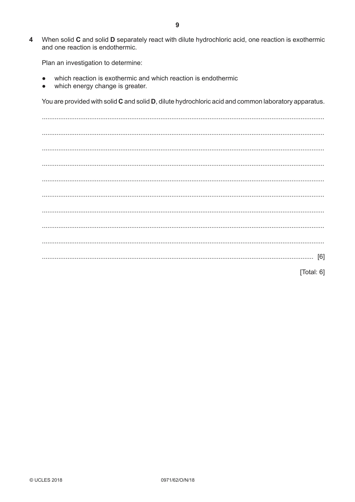 Cambridge IGCSE Chemistry (9-1) 0971 2018 Oct/Nov Paper 6 · Variant 2 question paper, page 9 of 12