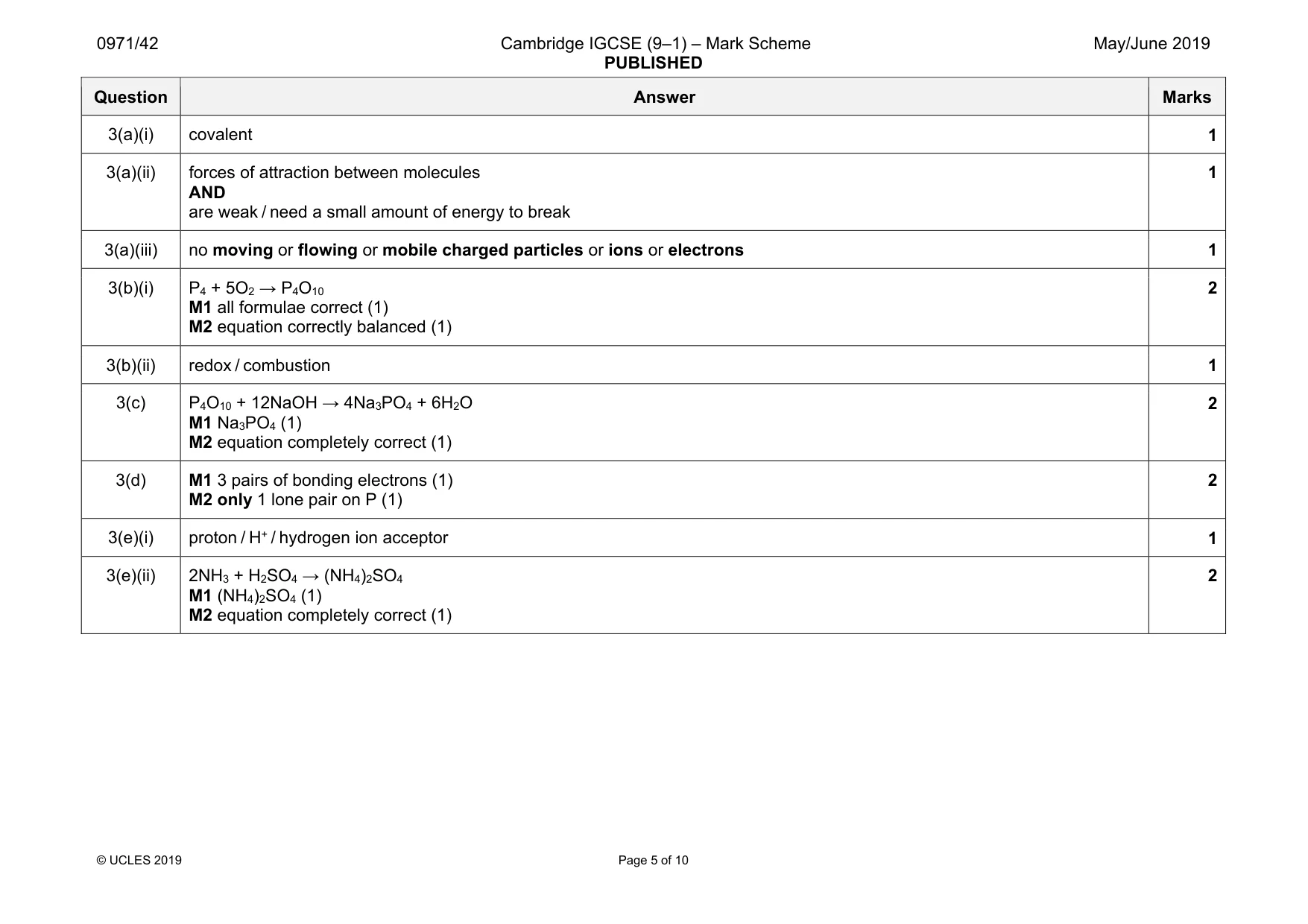 Mark scheme, page 5 of 10