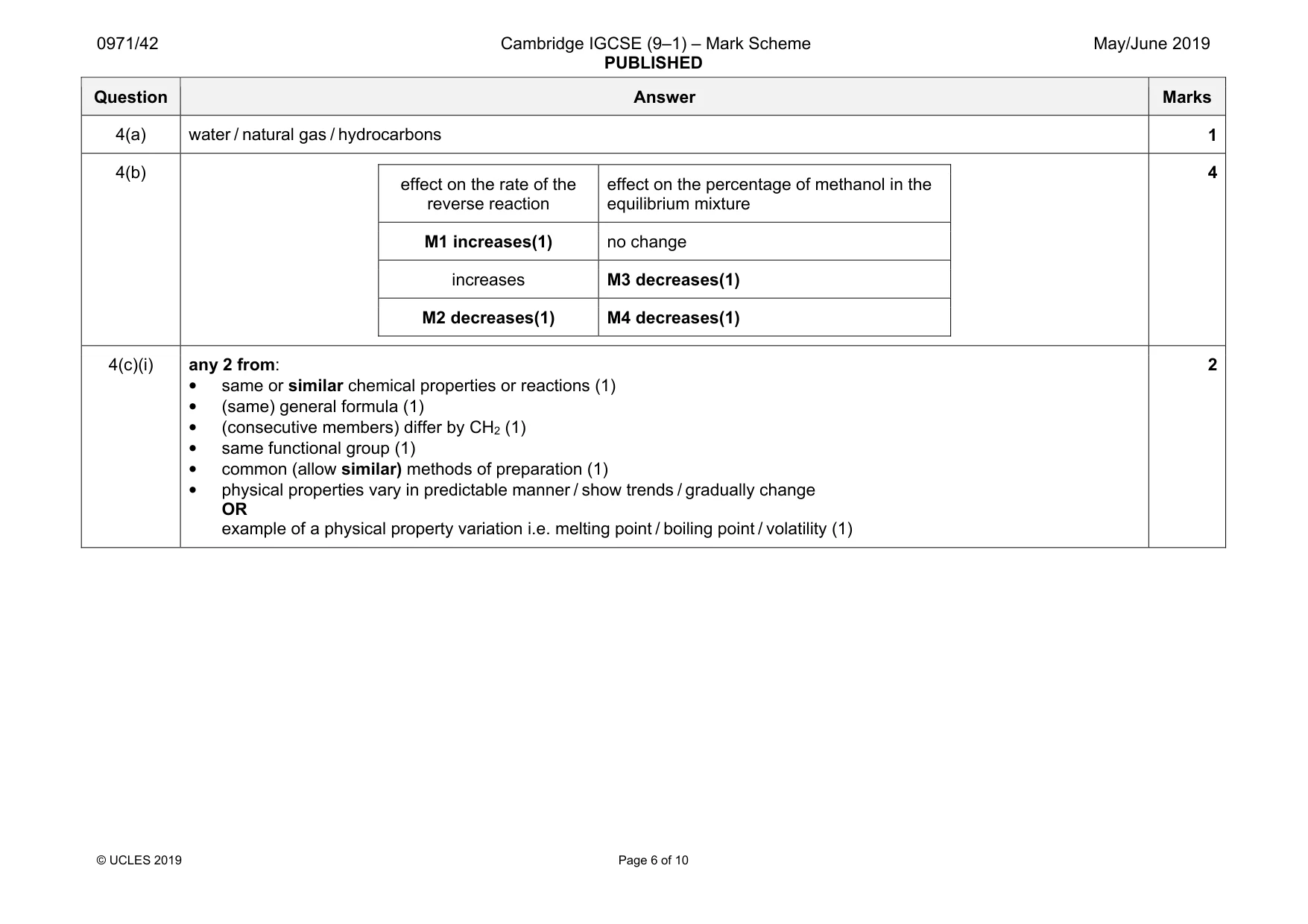 Mark scheme, page 6 of 10