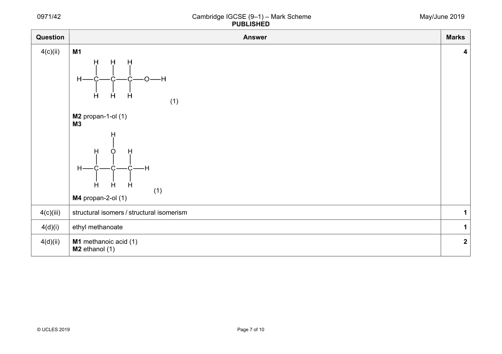 Mark scheme, page 7 of 10