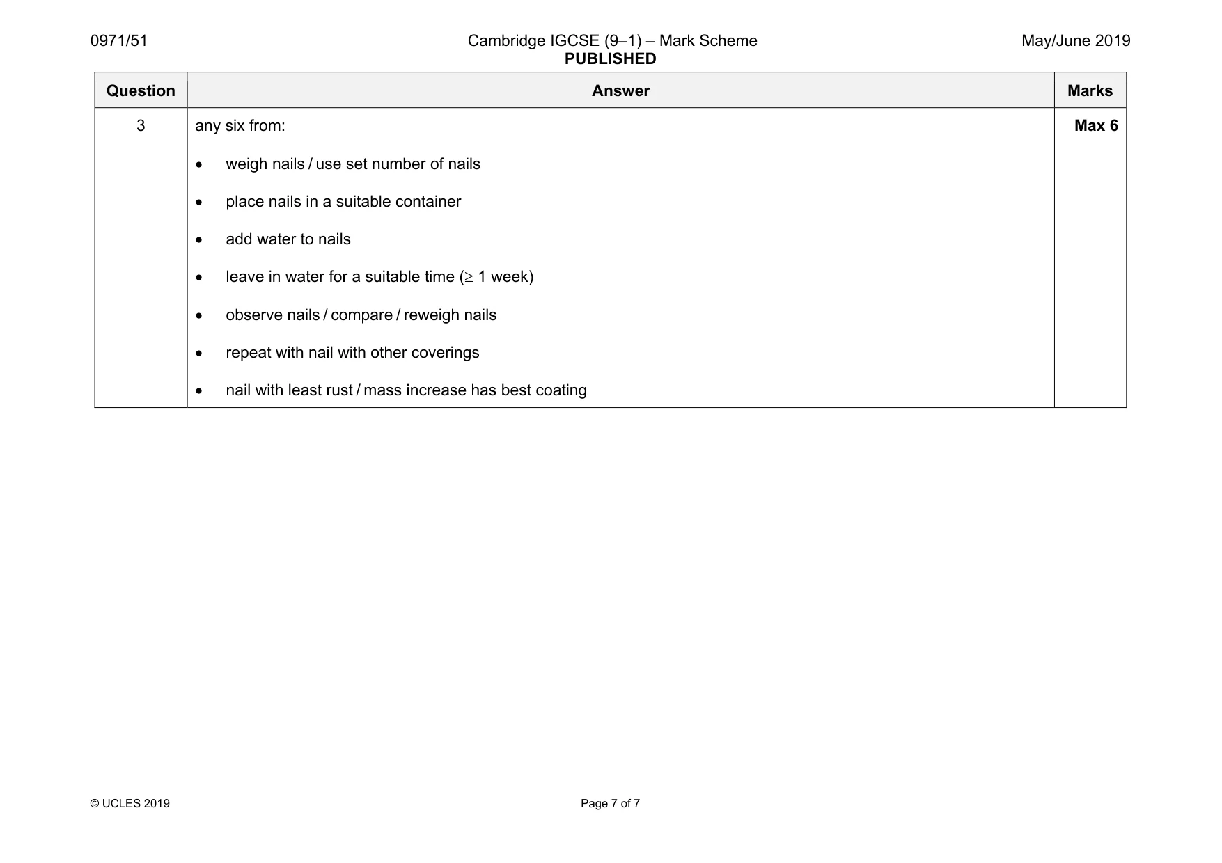 Mark scheme, page 7 of 7