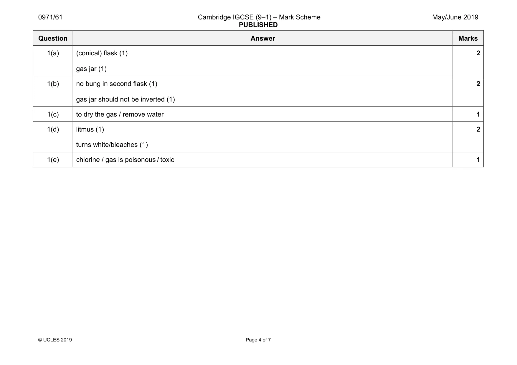 Mark scheme, page 4 of 7