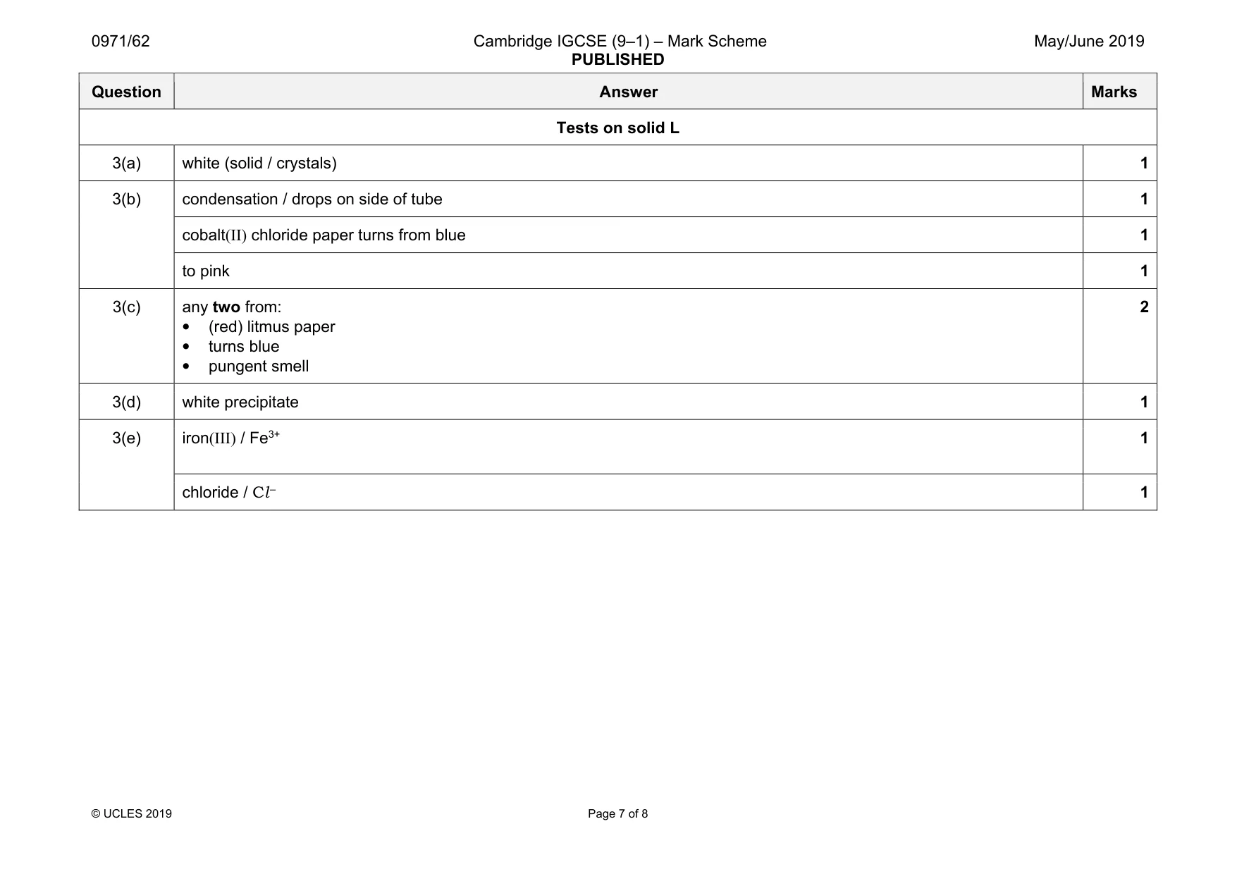 Mark scheme, page 7 of 8