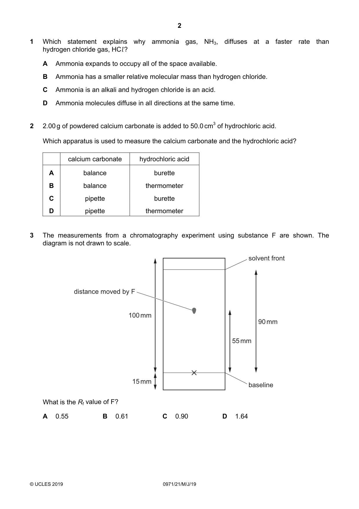 Cambridge IGCSE Chemistry (9-1) 0971 2019 May/June Paper 2 · Variant 1 question paper, page 2 of 16