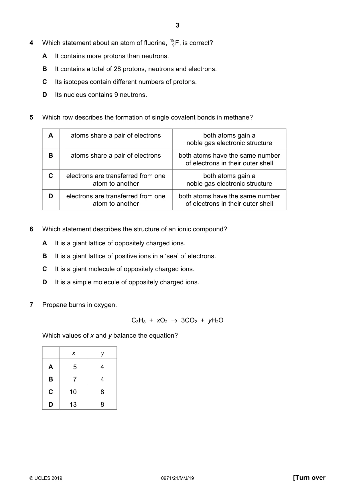 Cambridge IGCSE Chemistry (9-1) 0971 2019 May/June Paper 2 · Variant 1 question paper, page 3 of 16