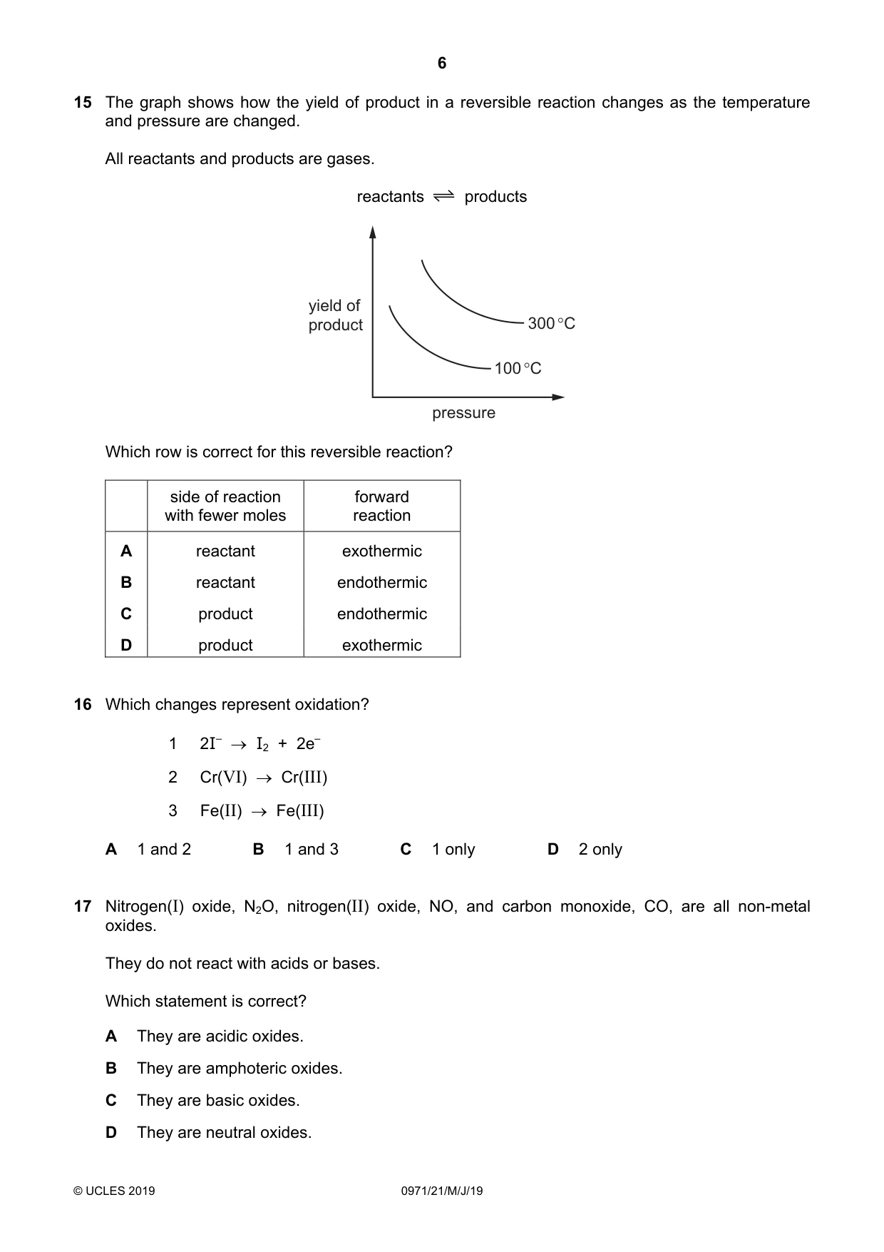 Cambridge IGCSE Chemistry (9-1) 0971 2019 May/June Paper 2 · Variant 1 question paper, page 6 of 16