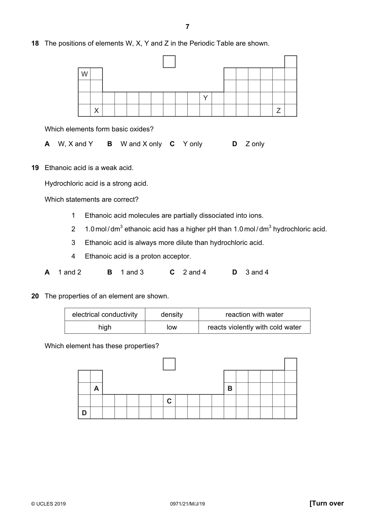 Cambridge IGCSE Chemistry (9-1) 0971 2019 May/June Paper 2 · Variant 1 question paper, page 7 of 16