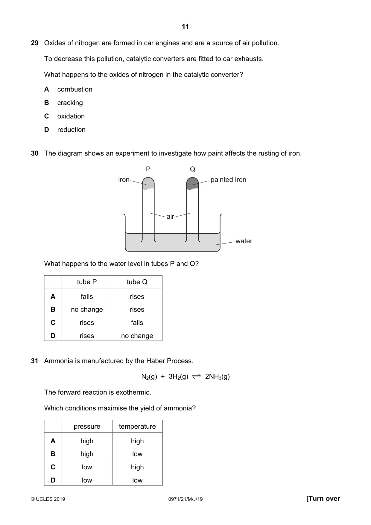 Cambridge IGCSE Chemistry (9-1) 0971 2019 May/June Paper 2 · Variant 1 question paper, page 11 of 16