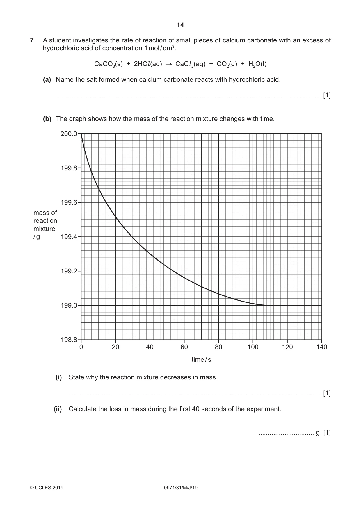 Cambridge IGCSE Chemistry (9-1) 0971 2019 May/June Paper 3 · Variant 1 question paper, page 14 of 20