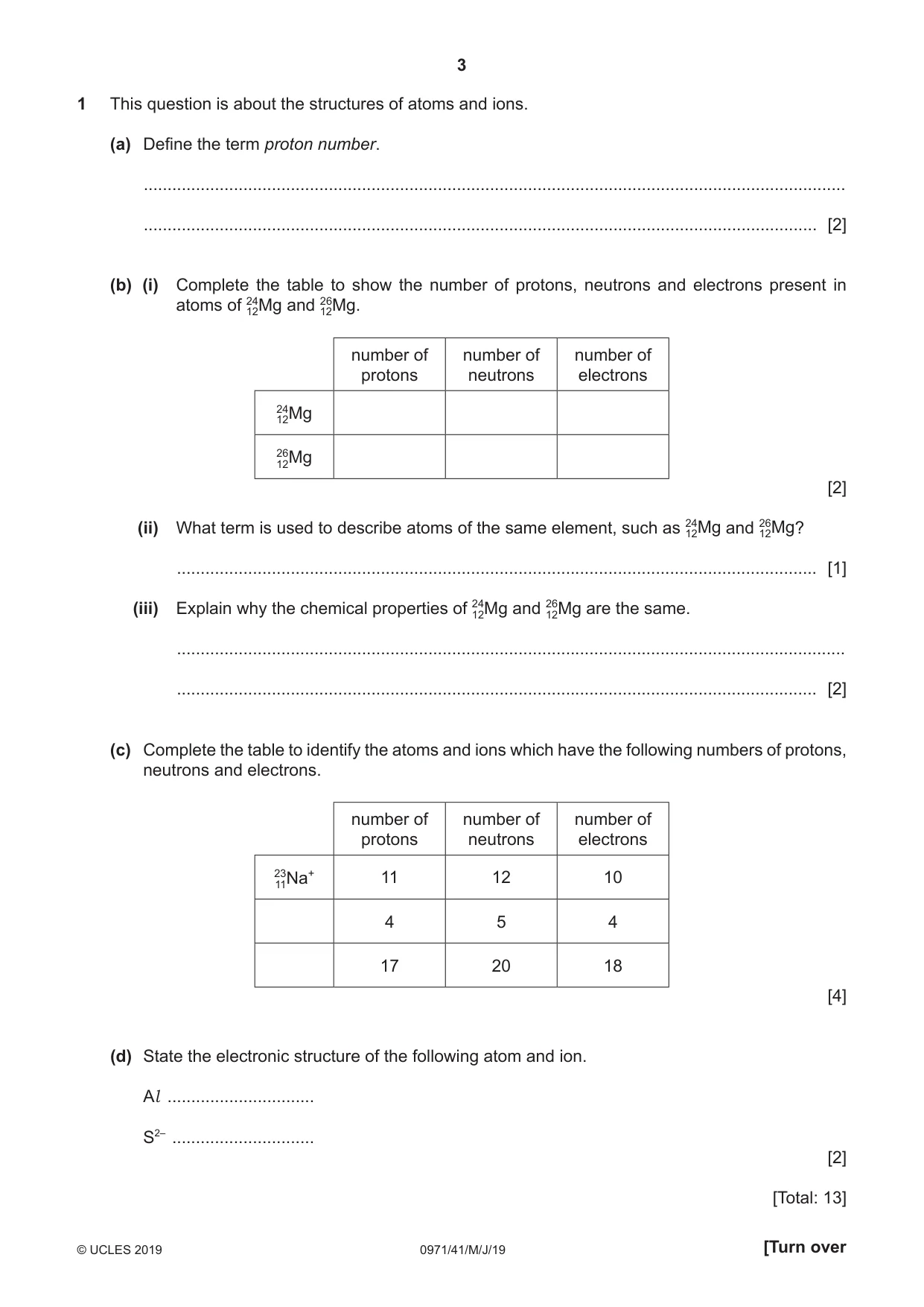 Cambridge IGCSE Chemistry (9-1) 0971 2019 May/June Paper 4 · Variant 1 question paper, page 3 of 16