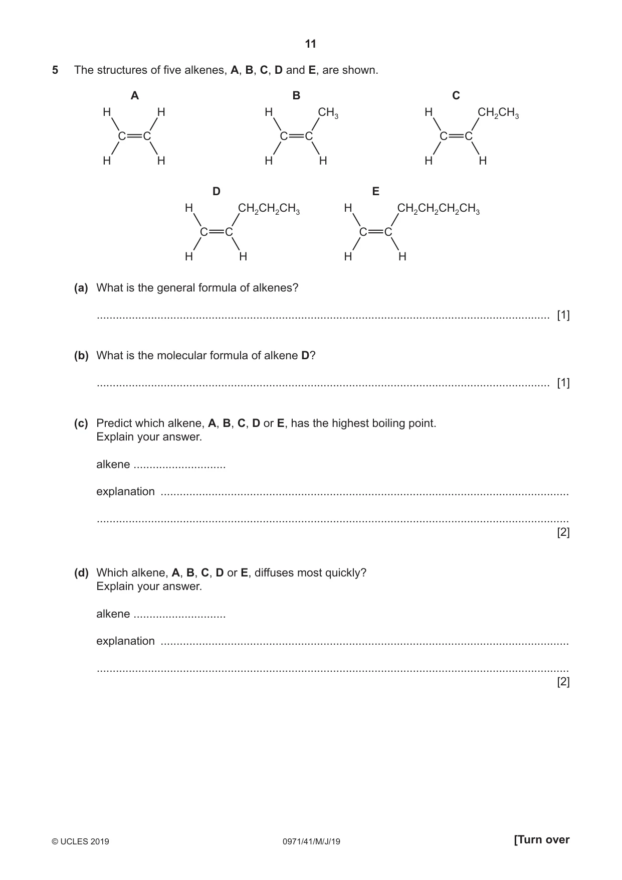 Cambridge IGCSE Chemistry (9-1) 0971 2019 May/June Paper 4 · Variant 1 question paper, page 11 of 16